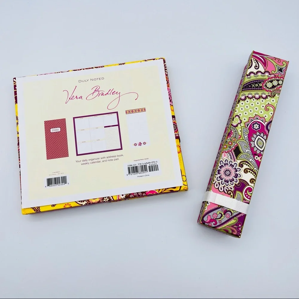 Vera Bradley Desk Set w/ Address Book, Note Pad, Weekly Calendar + Pencil Set